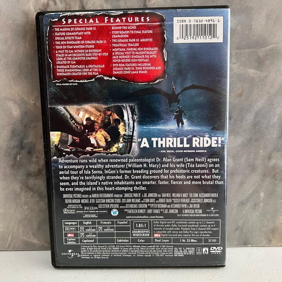 Collector's Edition - Jurassic Park III PG-13 2001 ‧ Sci-fi/Action ‧ 1h 32m- DVD - Picture 3 of 5